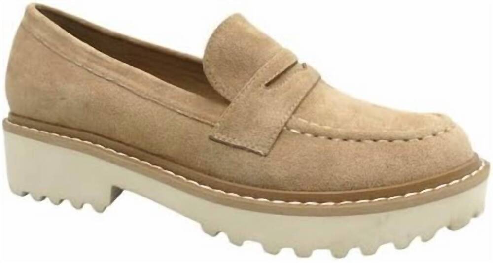 NEW PIERRE DUMAS women's mora-1 loafer in taupe faux suede